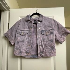 Gap Cropped Denim Short Sleeve Vest